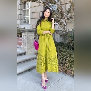 NWT, Lime Green Shirt Dress w/ Eyelet Details